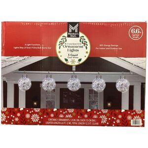 Member's Mark Jumbo Mercury Ornament LED Lights, 6.6' Length, Cool White, 5ct